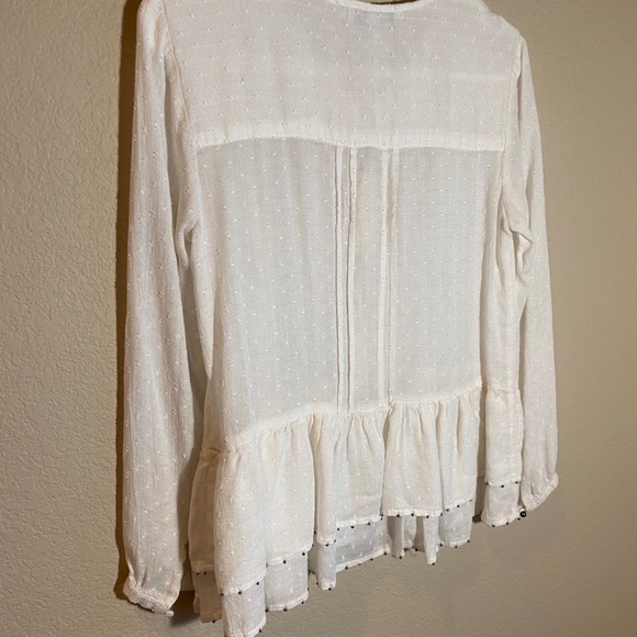 William Rast long sleeve white ruffle BoHo shirt - Picture 9 of 13